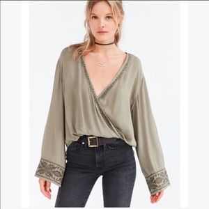 Urban Outfitters High Low Boho Embroidered Top